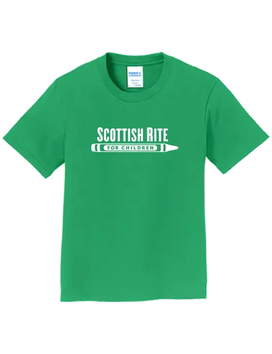 Youth Ring Spun Kelly Green 4.5 oz T-Shirt w/Scottish Rite for Children Logo