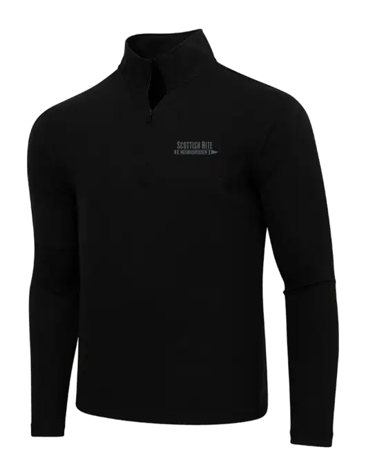 Adidas  Black Melange 3 Stripes Quarter Zip Sweater w/Scottish Rite for Children Logo