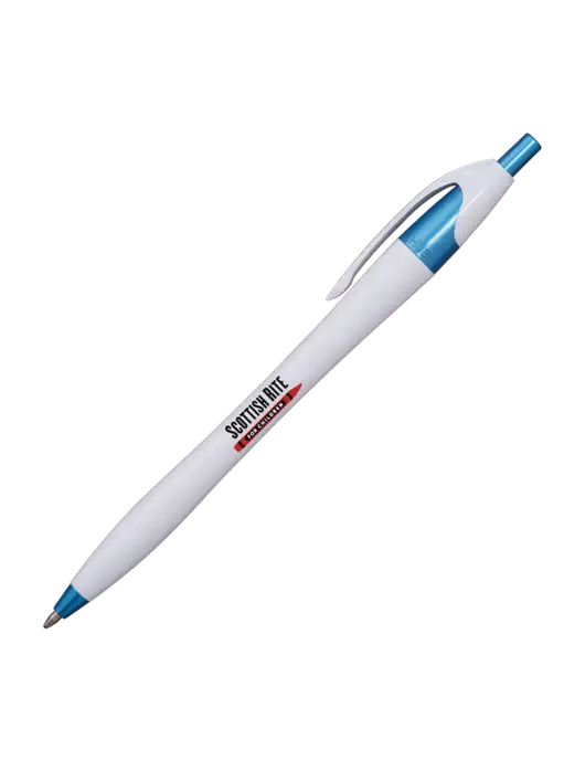 Novella White/Blue Shimmer Pen - Blue Ink w/Scottish Rite for Children Logo