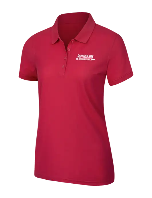 Red Womens Core Classic Pique Polo w/Scottish Rite for Children Logo