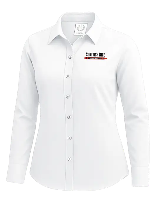 Brooks Brothers Womens White Wrinkle-Free Stretch Nailhead Shirt w/Scottish Rite for Children Logo