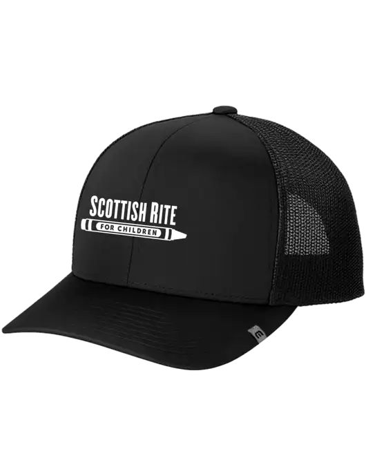 TravisMathew Black Cruz Trucker Cap w/Scottish Rite for Children Logo