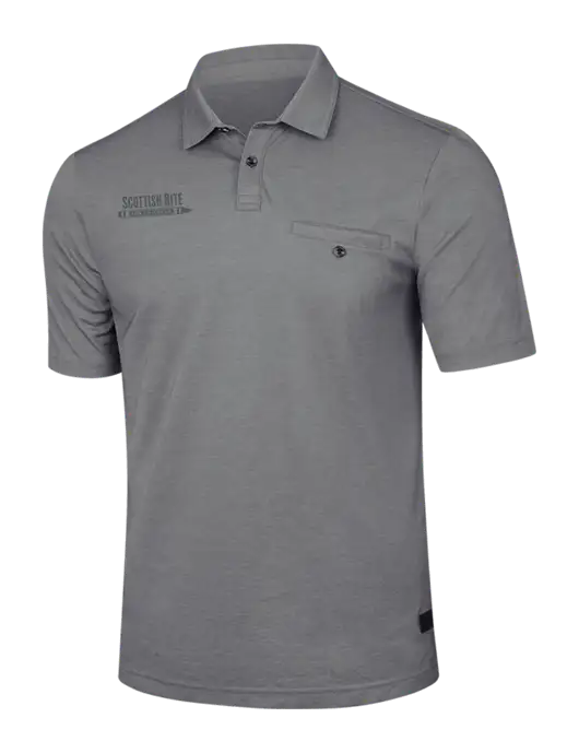 TravisMathew Medium Grey Heather Sunsetters Pocket Polo w/Scottish Rite for Children Logo