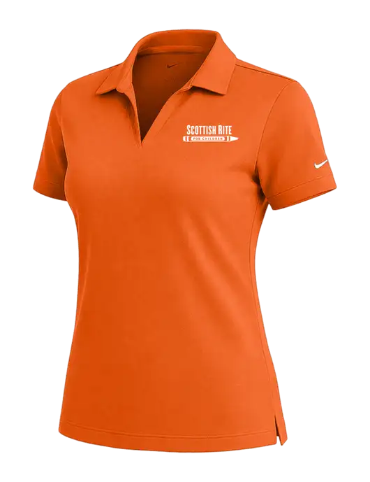 NIKE Orange Womens Dri-Fit Micro Pique Polo w/Scottish Rite for Children Logo