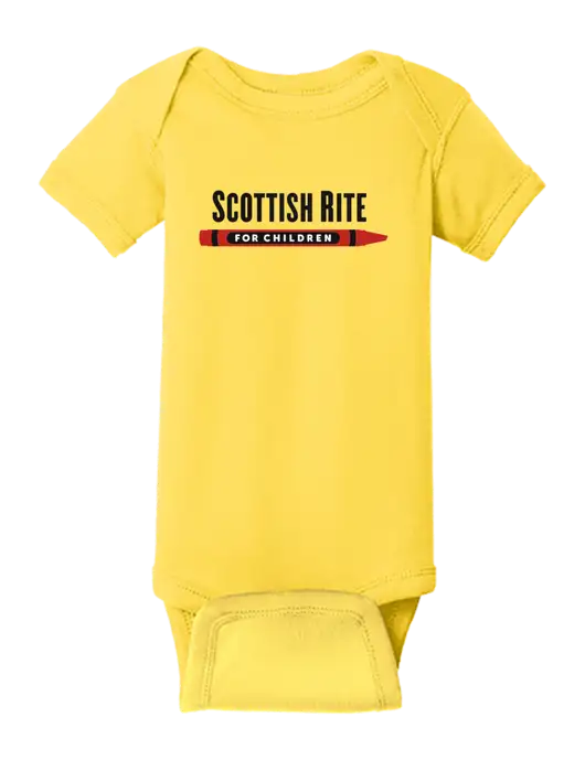 Rabbit Skins Yellow Infant Short Sleeve Baby Rib Bodysuit w/Scottish Rite for Children Logo