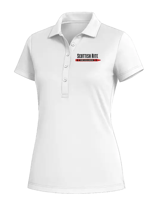Fairway & Greene Womens White Claire Tech Polo w/Scottish Rite for Children Logo