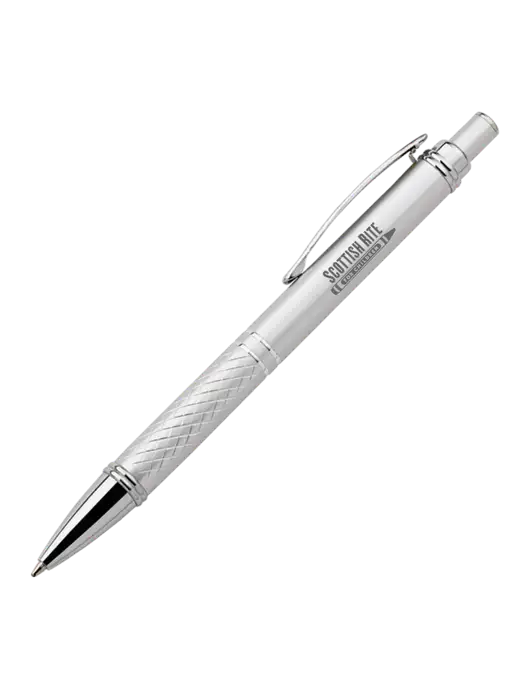 Silver Stellar Scribe Pen - Black Ink w/Scottish Rite for Children Logo