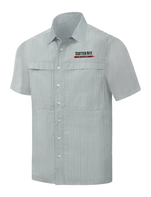 Light Grey Crosshatch Short Sleeve UV Daybreak Shirt w/Scottish Rite for Children Logo