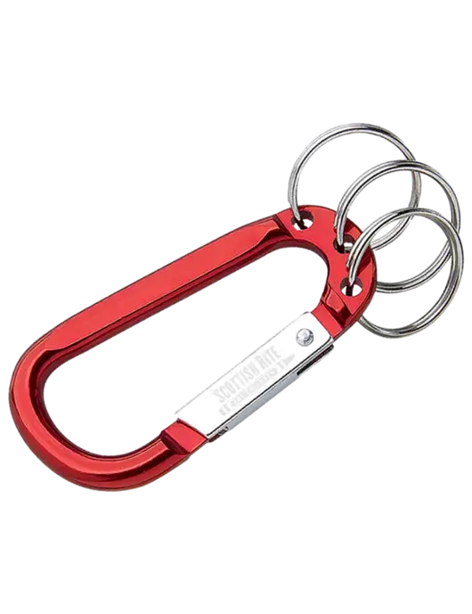 Red 3 Ring Carabiner Clip w/Scottish Rite for Children Logo