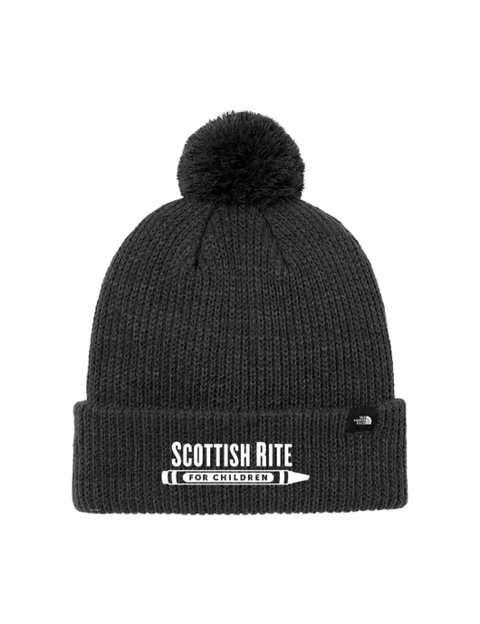 The North Face Black Heather Pom Beanie w/Scottish Rite for Children Logo