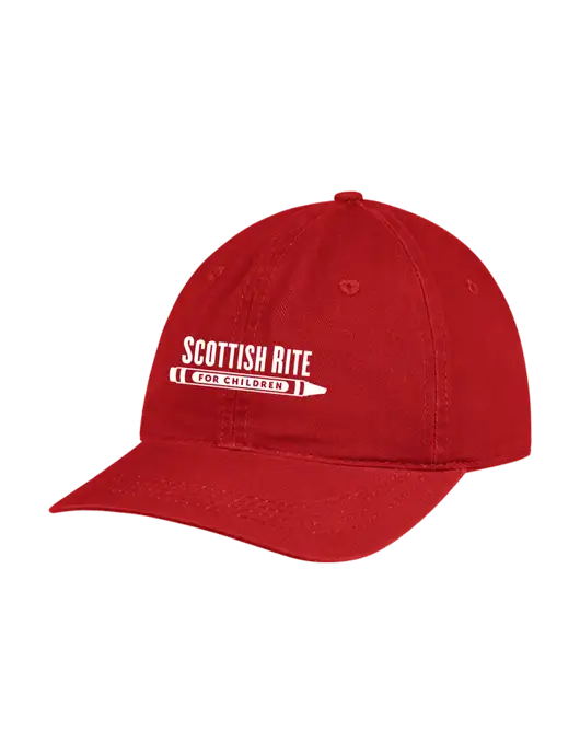 Garment Washed Unstructured Twill Red Cap w/Scottish Rite for Children Logo