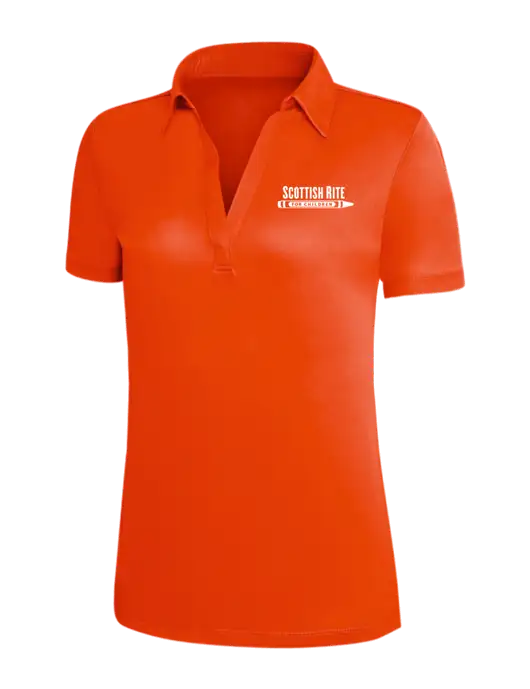 Orange Silk Touch Womens Performance Polo w/Scottish Rite for Children Logo