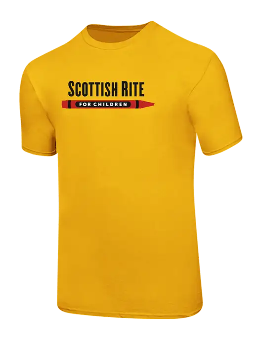 Ring Spun Yellow Gold 4.5 oz T-Shirt
 w/Scottish Rite for Children Logo