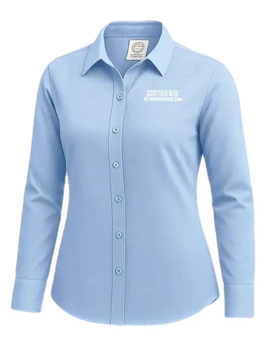 Brooks Brothers Womens Light Blue Wrinkle-Free Stretch Nailhead Shirt w/Scottish Rite for Children Logo