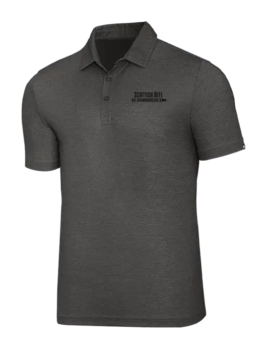 TravisMathew Black Heather Oceanside Polo w/Scottish Rite for Children Logo