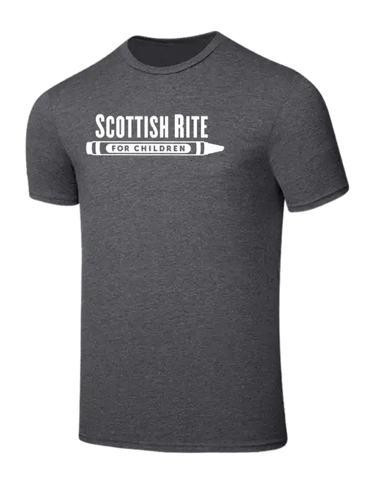 Seriously Soft Heathered Charcoal T-Shirt w/Scottish Rite for Children Logo