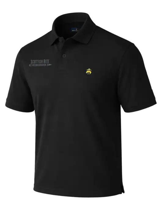 Brooks Brothers Pima Cotton Black Pique Polo w/Scottish Rite for Children Logo