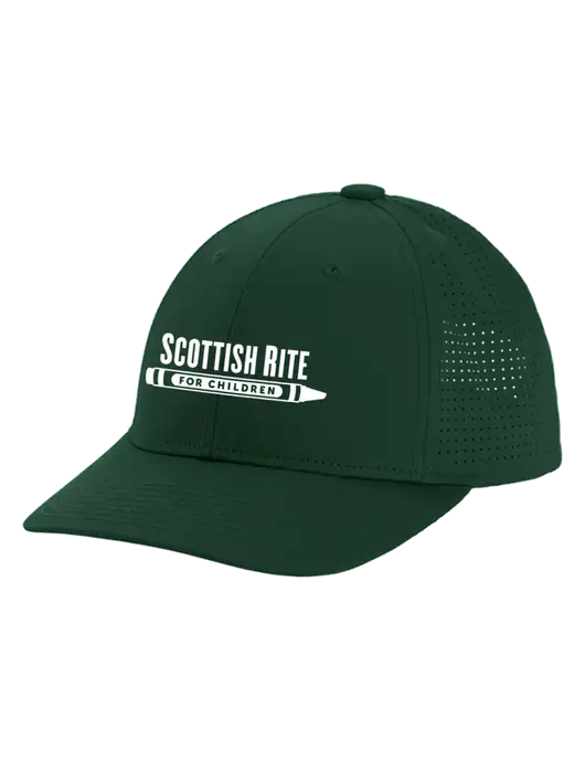 Pro-Cut Structured Snapback with Pinhole Mesh Dark Green Cap w/Scottish Rite for Children Logo