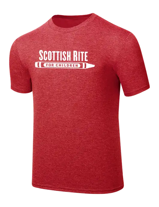Simply Soft Red Frost 4.5oz  Poly/Combed Ring Spun Cotton T-Shirt w/Scottish Rite for Children Logo
