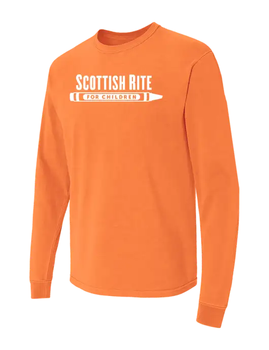 Comfort Colors Garment-Dyed Orange Heavyweight Long Sleeve T-Shirt w/Scottish Rite for Children Logo