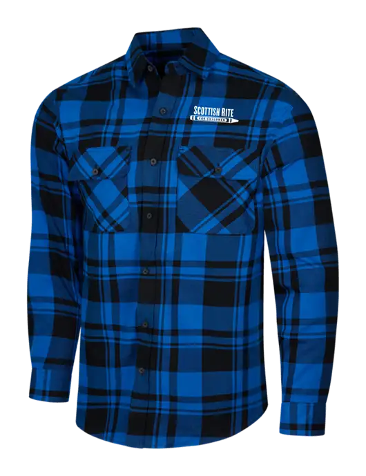 Royal/Black Plaid Flannel Shirt w/Scottish Rite for Children Logo