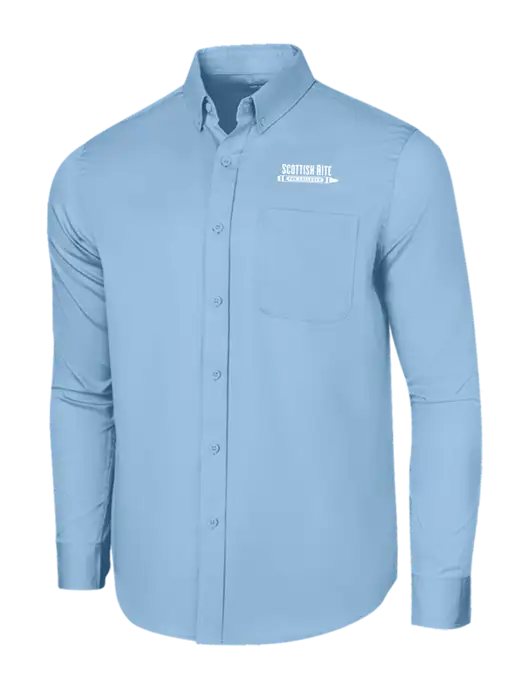 Long Sleeve Light Blue Superpro React Twill Shirt w/Scottish Rite for Children Logo