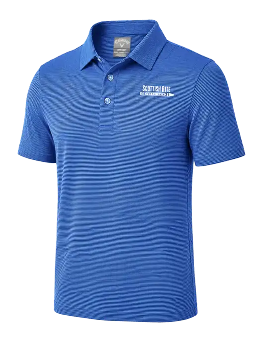 Callaway Royal Blue Fine Line Stripe Polo w/Scottish Rite for Children Logo