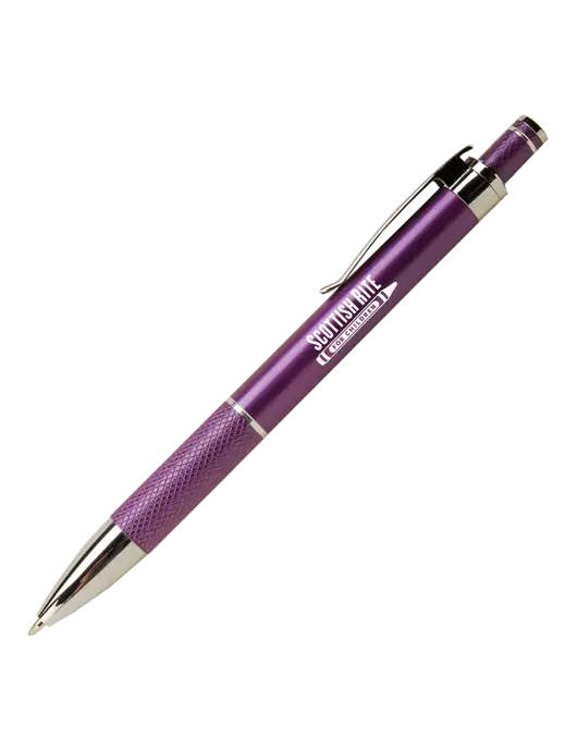 Diamond Etched Purple Pen - Black Ink w/Scottish Rite for Children Logo