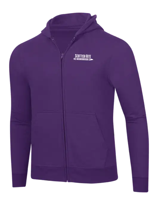 Purple 8.5 oz Ring Spun Zip Hooded Sweatshirt w/Scottish Rite for Children Logo
