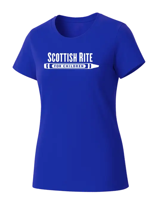 Womens Seriously Soft Royal T-Shirt w/Scottish Rite for Children Logo