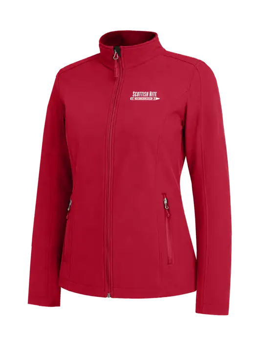 Red Womens Core Soft Shell Jacket w/Scottish Rite for Children Logo