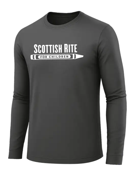 Long Sleeve Dark Grey PosiCharge Competitor Tee w/Scottish Rite for Children Logo