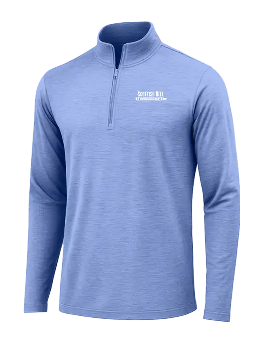 True Royal Heather Posicharge Tri-Blend Wicking 1/4 Zip Pullover w/Scottish Rite for Children Logo