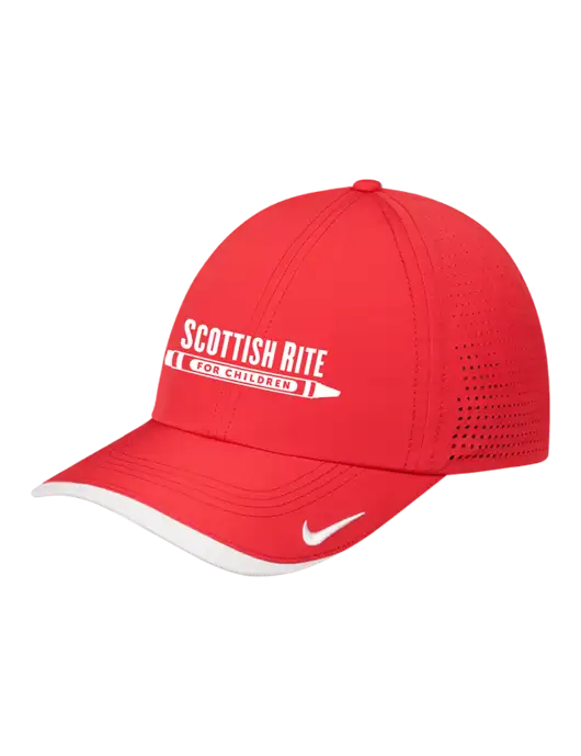Nike Red/White Dri-FIT Perforated Performance Cap w/Scottish Rite for Children Logo