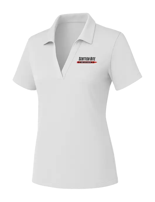 Womens White PosiCharge RacerMesh Polo w/Scottish Rite for Children Logo