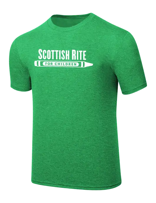 Simply Soft Kelly Green Frost 4.5oz  Poly/Combed Ring Spun Cotton T-Shirt w/Scottish Rite for Children Logo