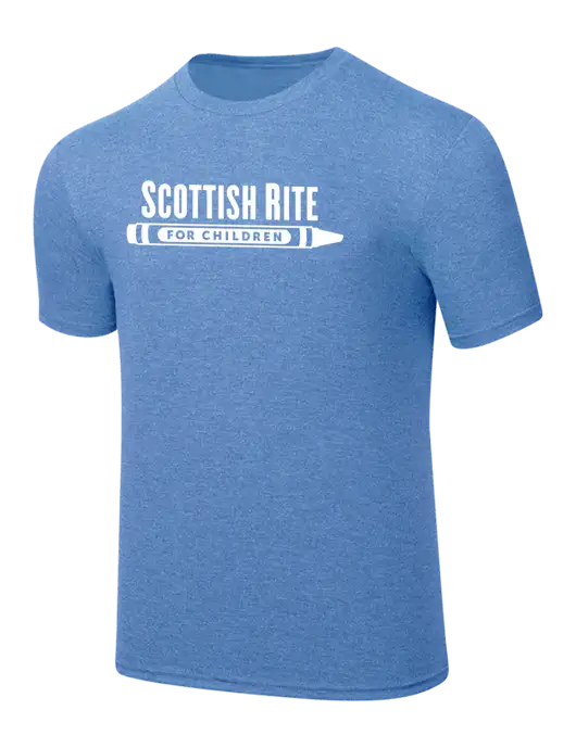 Simply Soft Carolina Blue Frost 4.5oz  Poly/Combed Ring Spun Cotton T-Shirt w/Scottish Rite for Children Logo