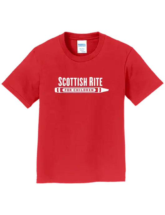 Youth Ring Spun Bright Red 4.5 oz T-Shirt w/Scottish Rite for Children Logo