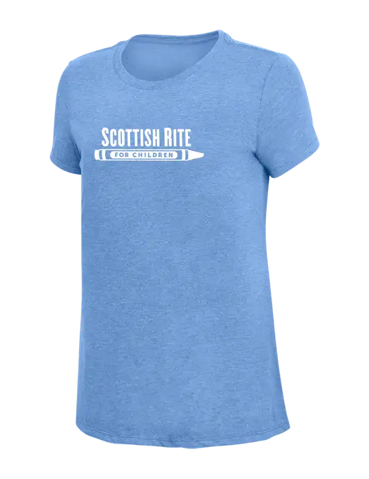 Womens Simply Soft Maritime Frost 4.5oz Poly/Combed Ring Spun Cotton T-Shirt
 w/Scottish Rite for Children Logo
