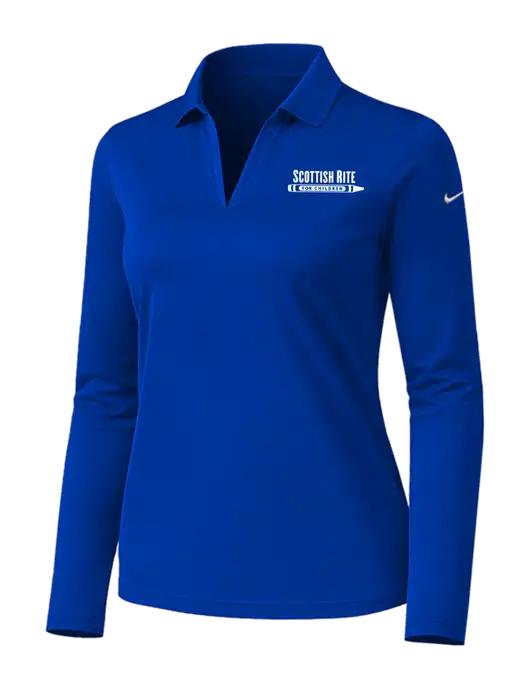 Nike Womens Dark Royal Dri-FIT Micro Pique 2.0 Long Sleeve Polo w/Scottish Rite for Children Logo