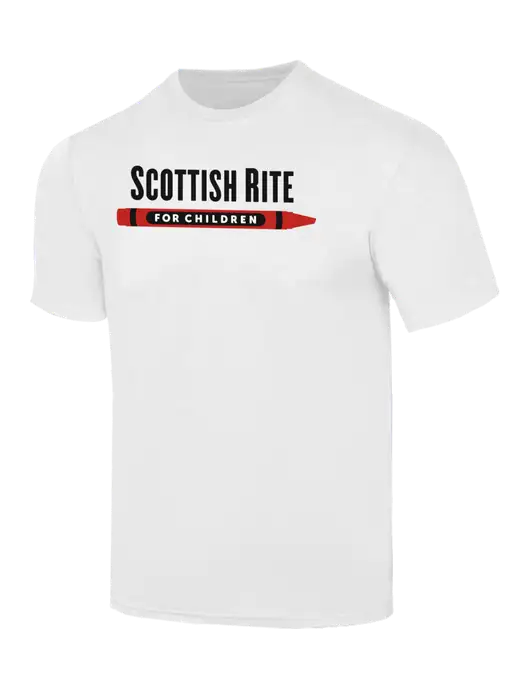 Simply Soft White 4.5oz  Poly/Combed Ring Spun Cotton T-Shirt w/Scottish Rite for Children Logo