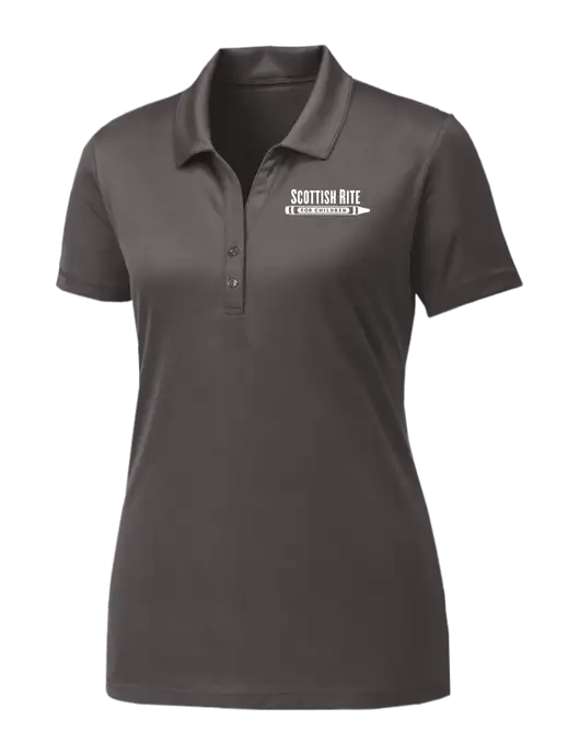 Womens Dark Grey PosiCharge Competitor Polo w/Scottish Rite for Children Logo