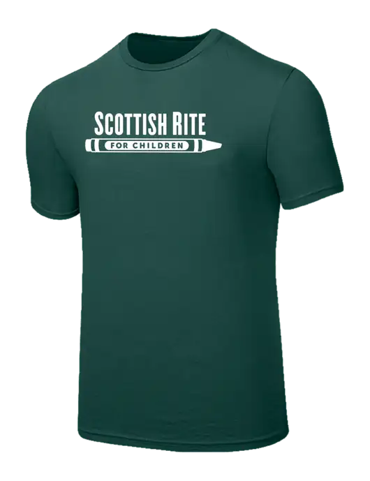 Seriously Soft Dark Green T-Shirt w/Scottish Rite for Children Logo