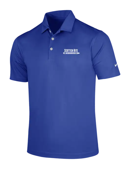NIKE Dark Royal Dri-Fit Vertical Mesh Polo w/Scottish Rite for Children Logo