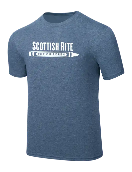 Simply Soft Light Slate Blue Heathered 4.5oz  Poly/Combed Ring Spun Cotton T-Shirt w/Scottish Rite for Children Logo