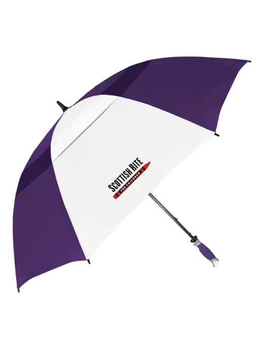 Purple/White Vented Typhoon Tamer Golf Umbrella w/Scottish Rite for Children Logo