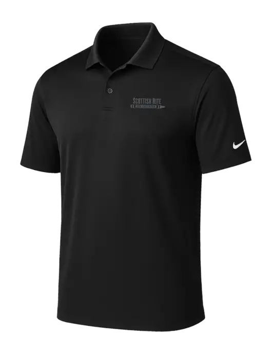 NIKE Black Victory Solid Polo w/Scottish Rite for Children Logo
