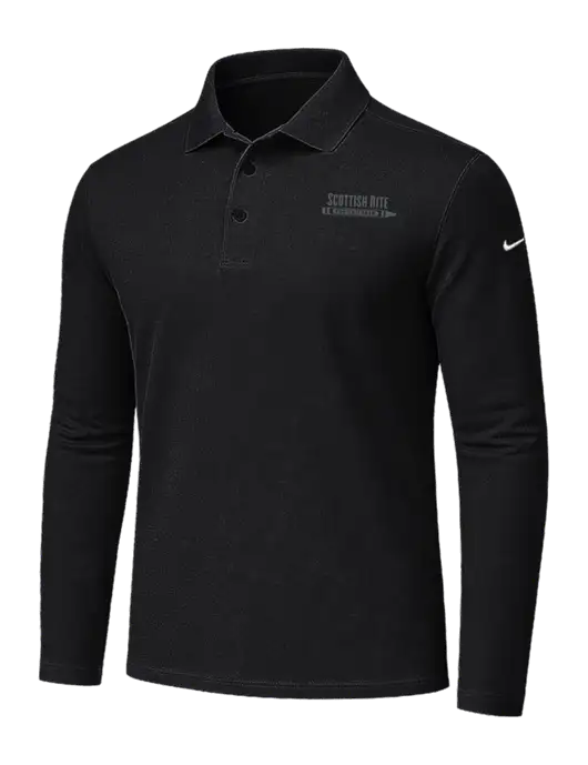 Nike Black Dri-FIT Micro Pique 2.0 Long Sleeve Polo w/Scottish Rite for Children Logo