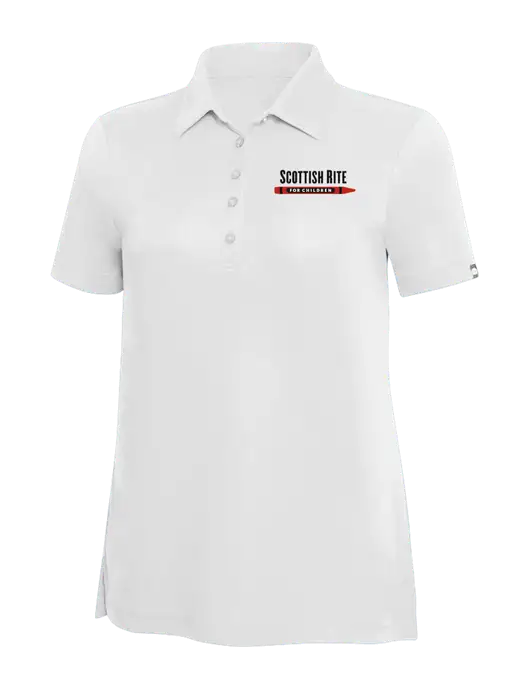 TravisMathew White Solid Womens Oceanside Polo w/Scottish Rite for Children Logo