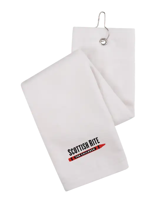 White Tri-Fold Golf Towel with Grommet w/Scottish Rite for Children Logo
